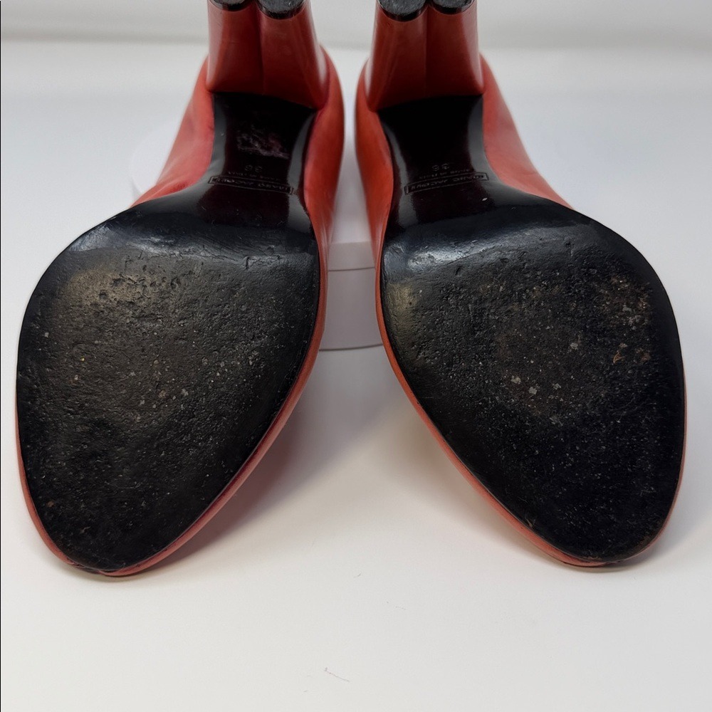 Marc Jacobs Peep Toe Heart Vintage 2008 Heels Red Leather Block Heel Size 6/36 - Picture 6 of 12